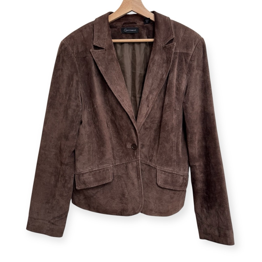 Context Suede Leather Blazer Jacket Size 16